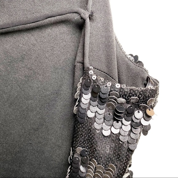 BLACK SWAN Gunmetal Metallic Sequined Mini Party Dress, Size Small - Picture 4 of 10